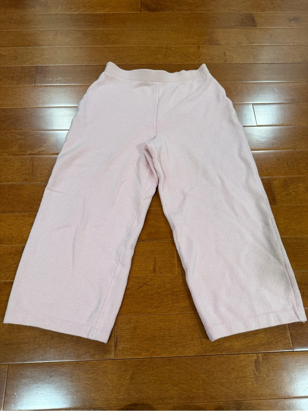 St. John Collection Pink Santana Knit Elastic Waist Wide Leg Cropped Pants Sz. 6